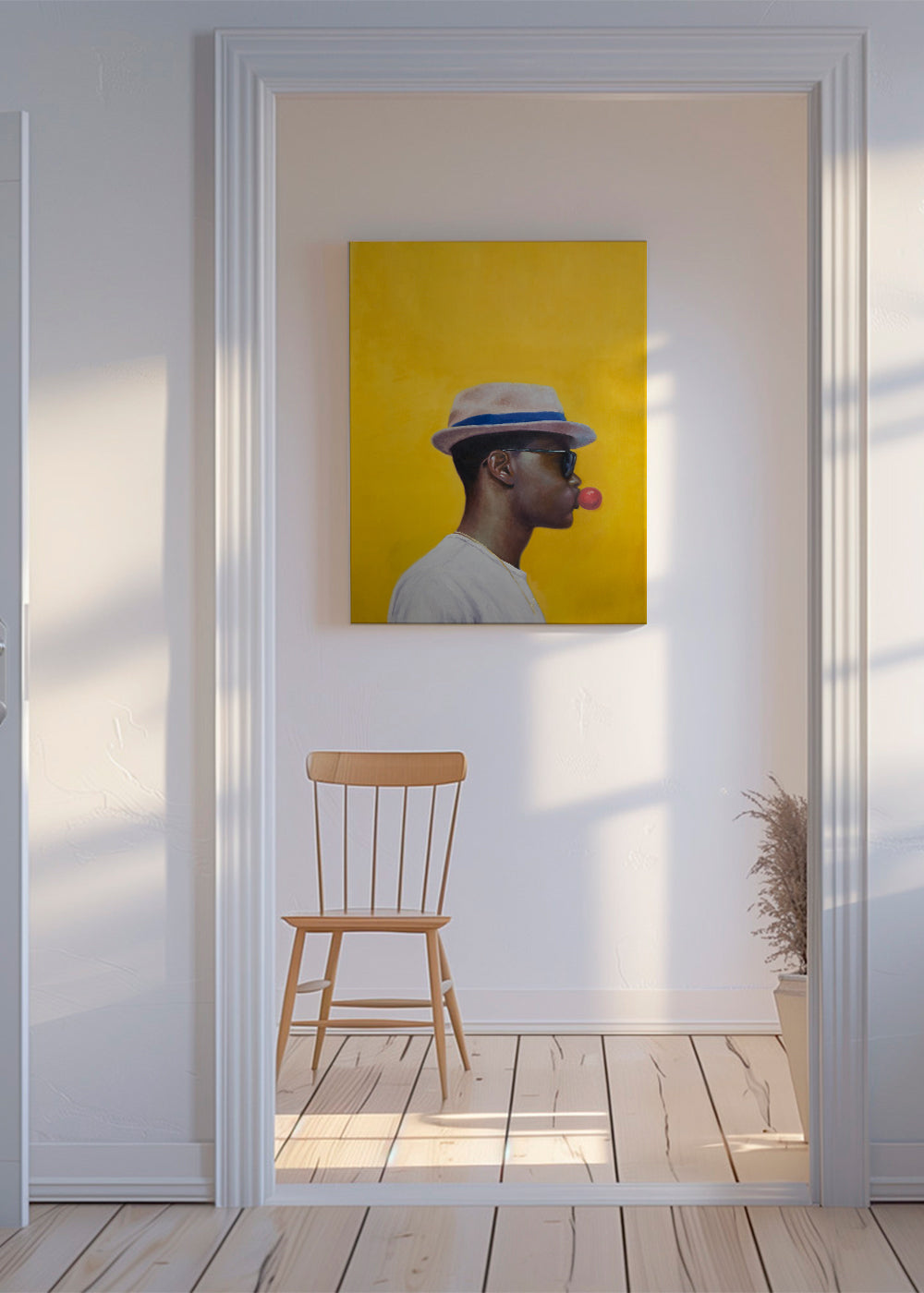 Minimalistyczny portret z bańką