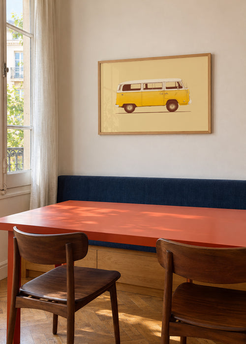 Yellow Van - Framed poster in an interior