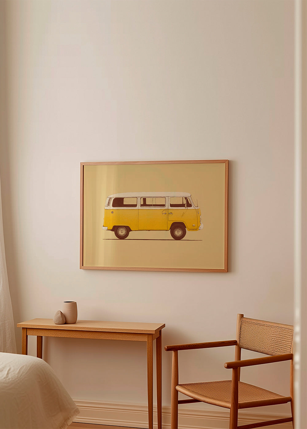 Ilustracja żółty van retro