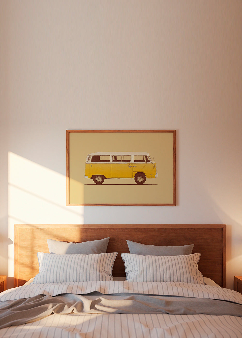 Ilustracja żółty van retro
