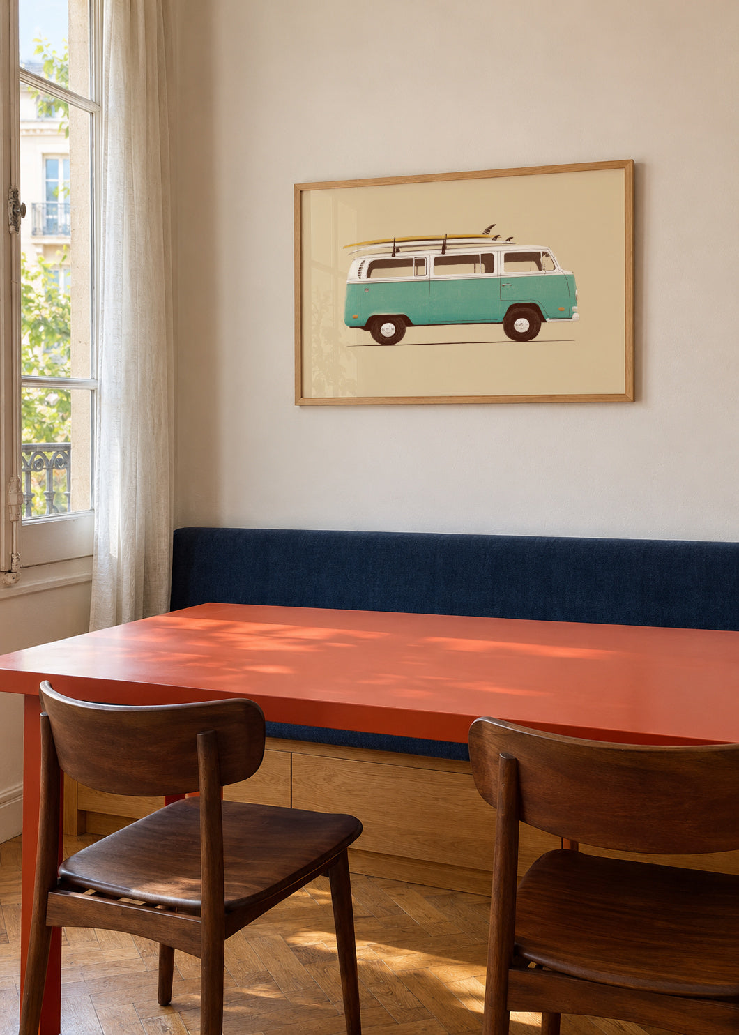 Blue Van - Framed poster in an interior