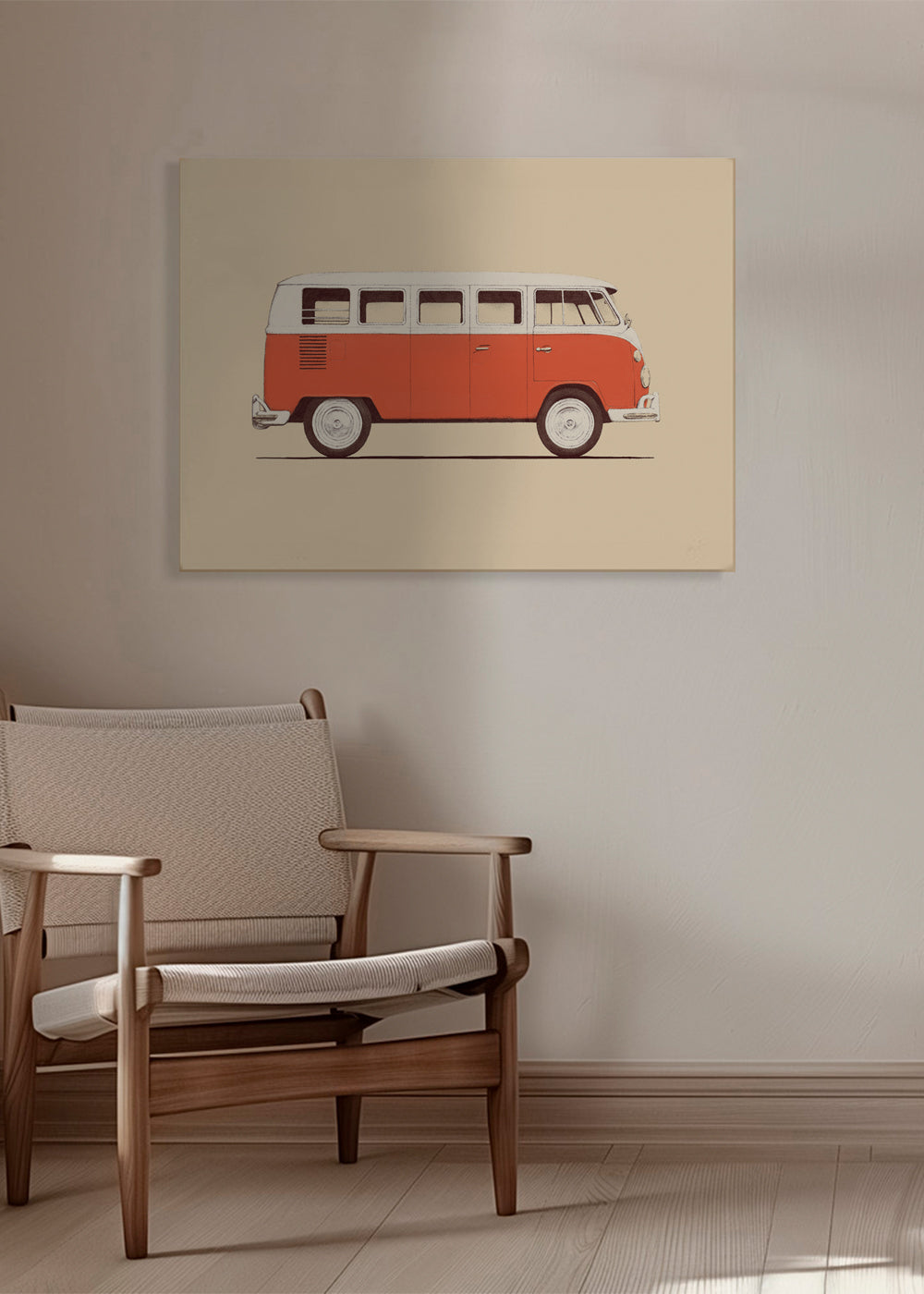 Plakat vintage czerwony bus