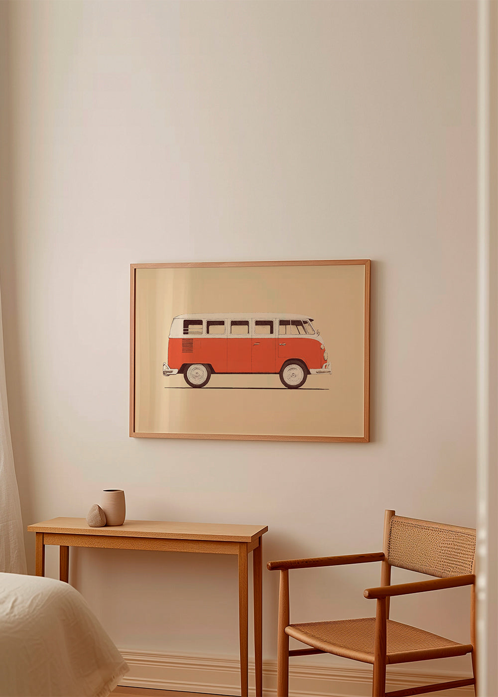 Plakat vintage czerwony bus