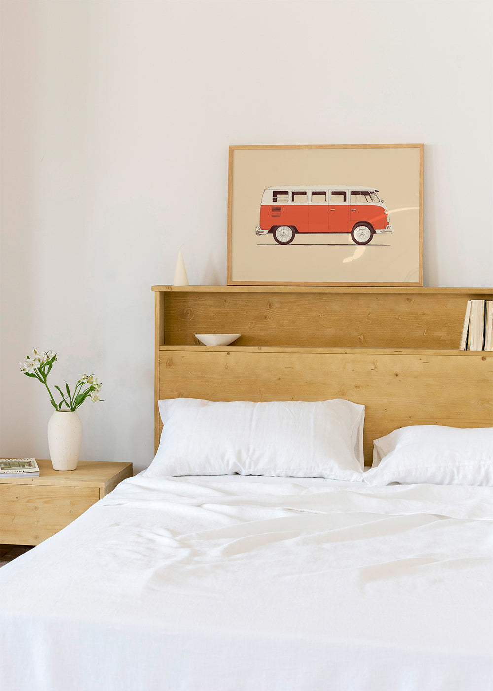 Plakat vintage czerwony bus