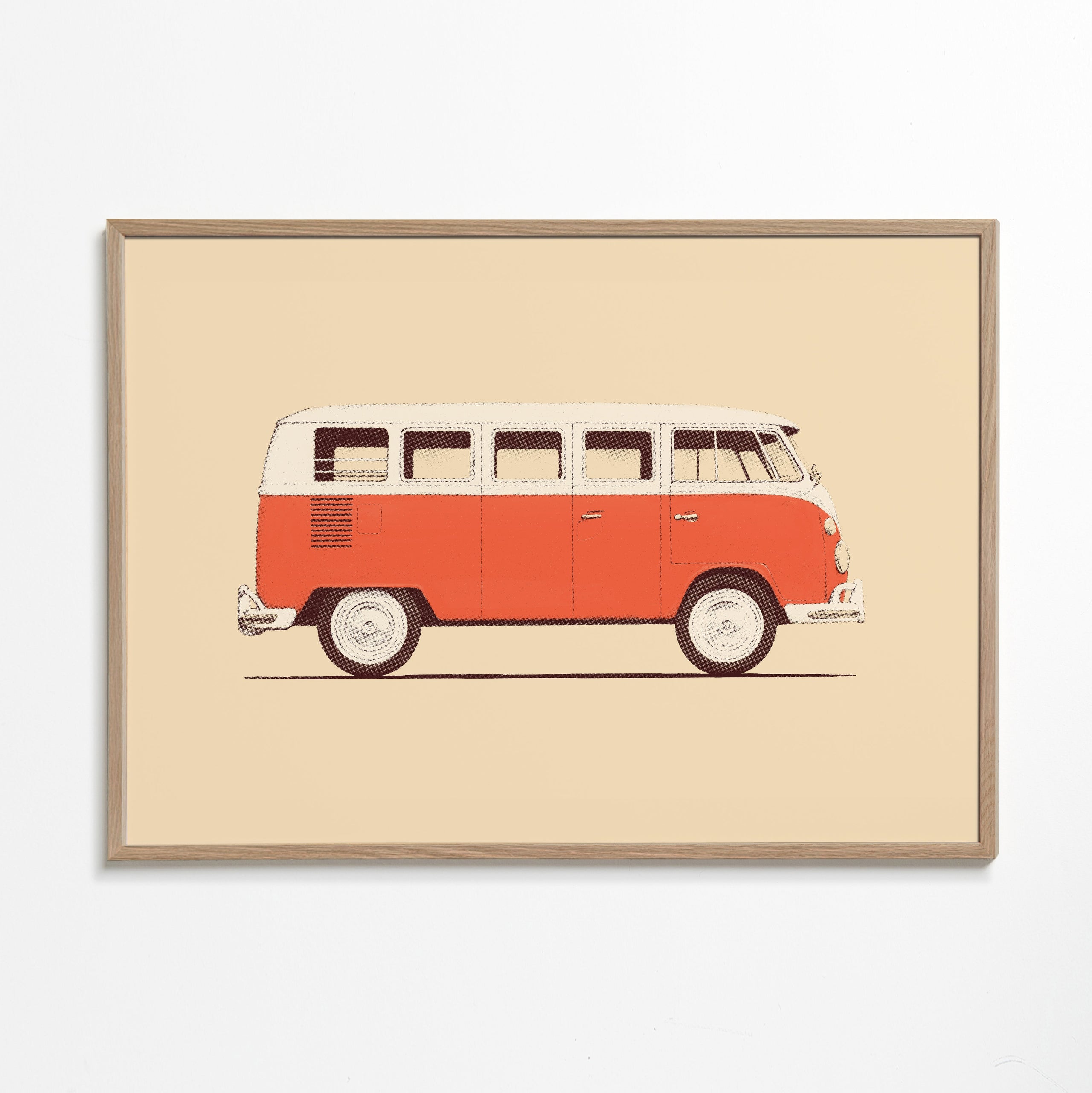 Plakat vintage czerwony bus