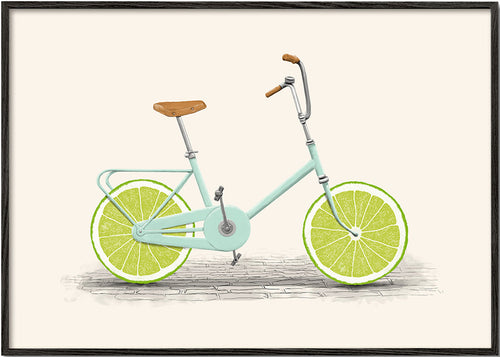 Ilustracja roweru z kołami z limonki