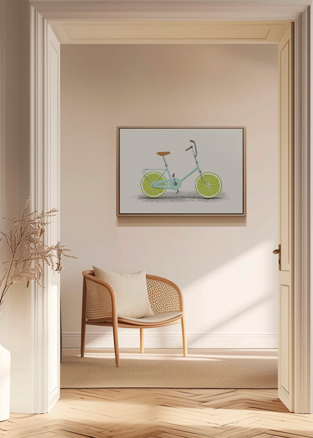 Ilustracja roweru z kołami z limonki