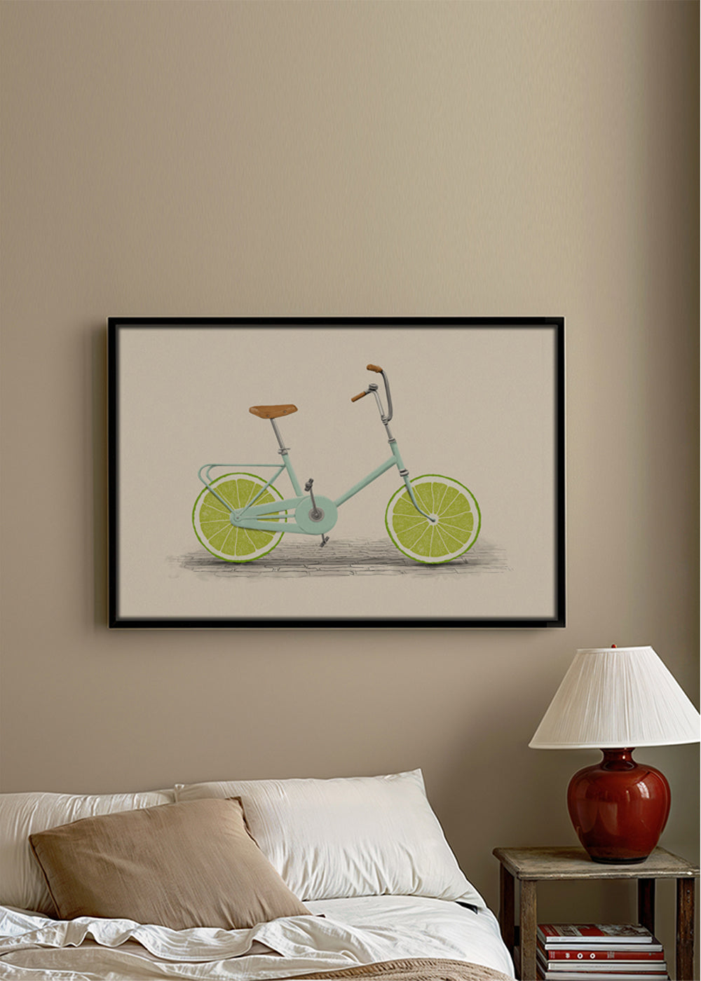 Ilustracja roweru z kołami z limonki
