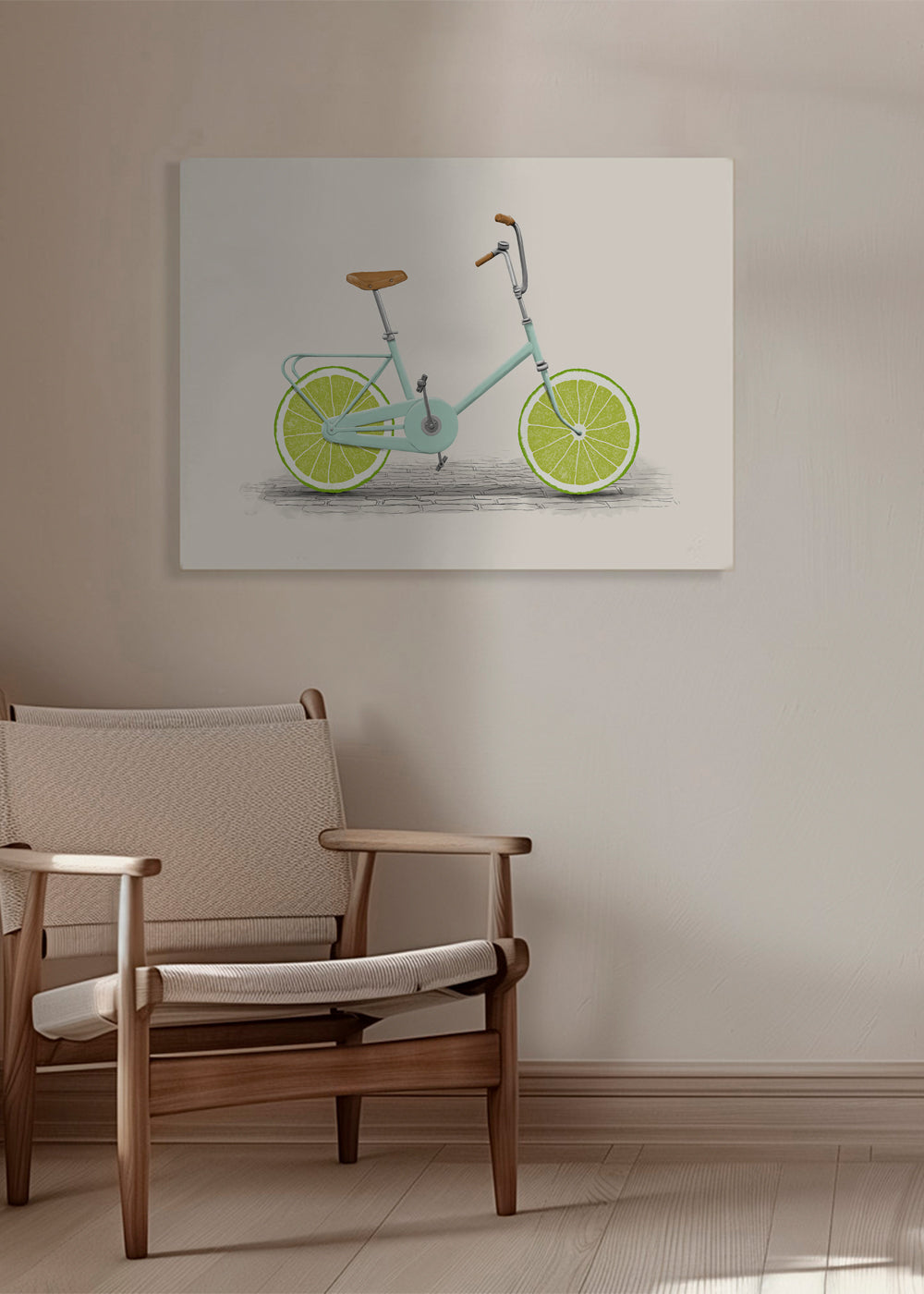 Ilustracja roweru z kołami z limonki