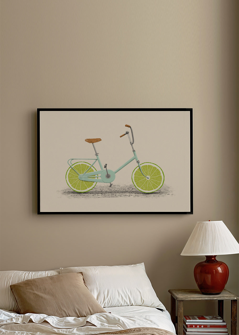 Ilustracja roweru z kołami z limonki