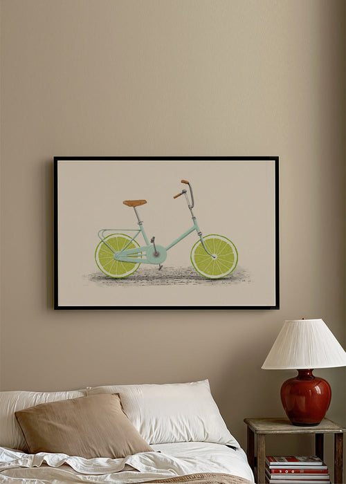 Ilustracja roweru z kołami z limonki