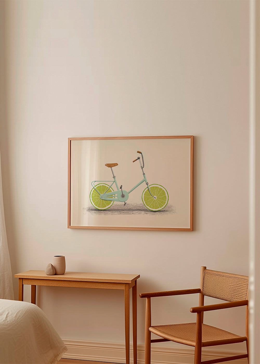 Ilustracja roweru z kołami z limonki