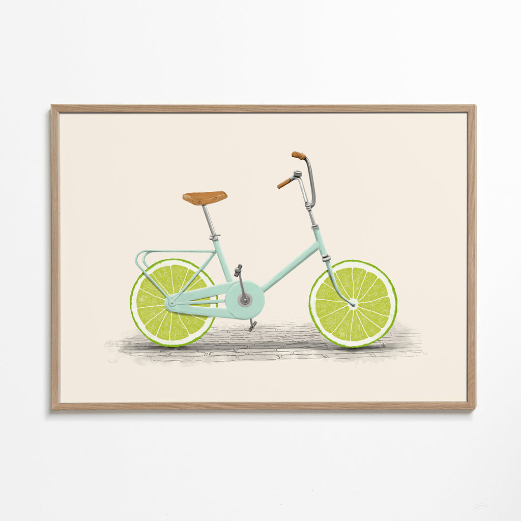 Ilustracja roweru z kołami z limonki