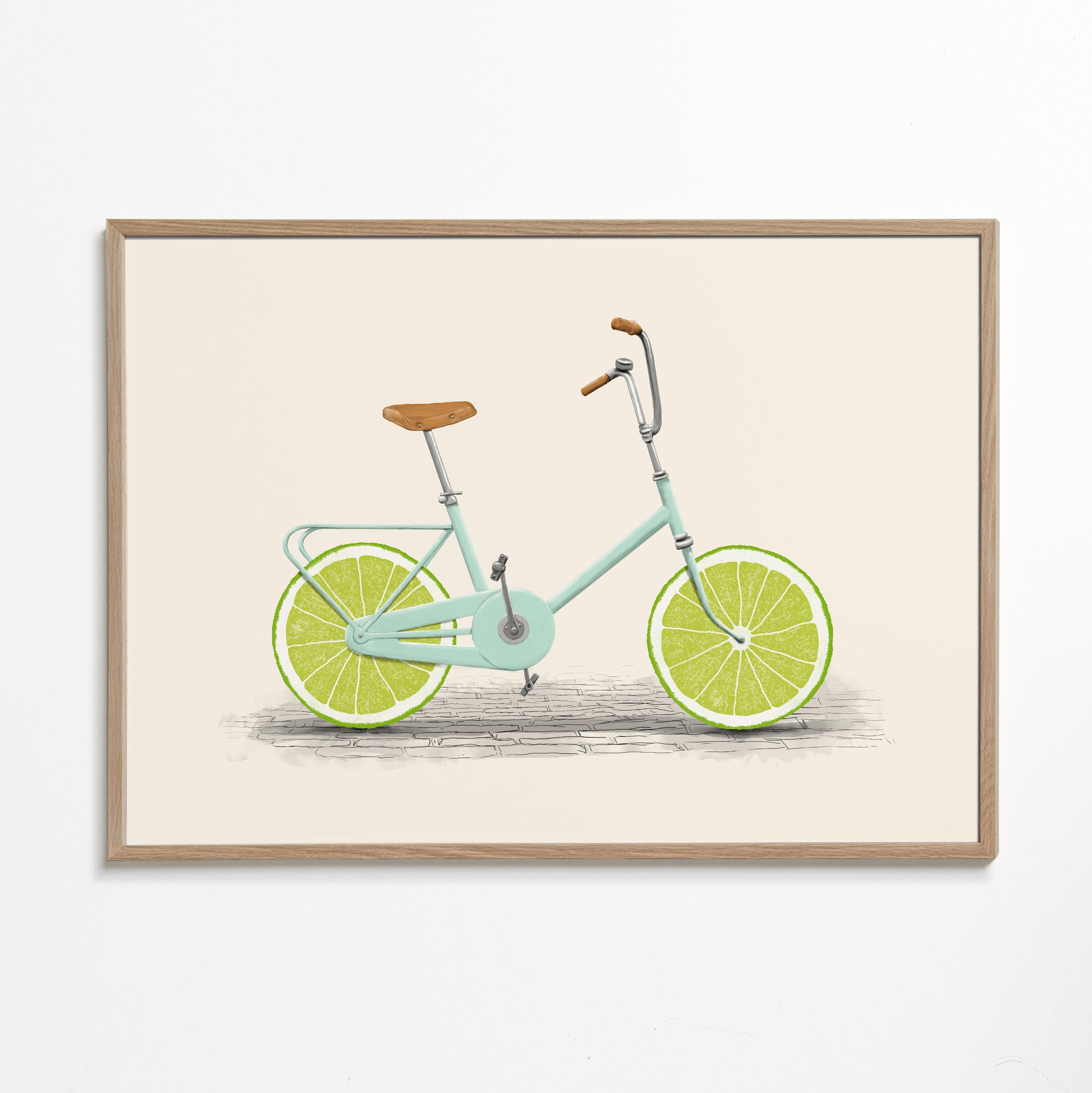 Ilustracja roweru z kołami z limonki