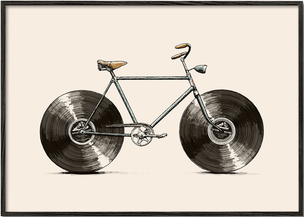 Ilustracja roweru z kołami z winylu