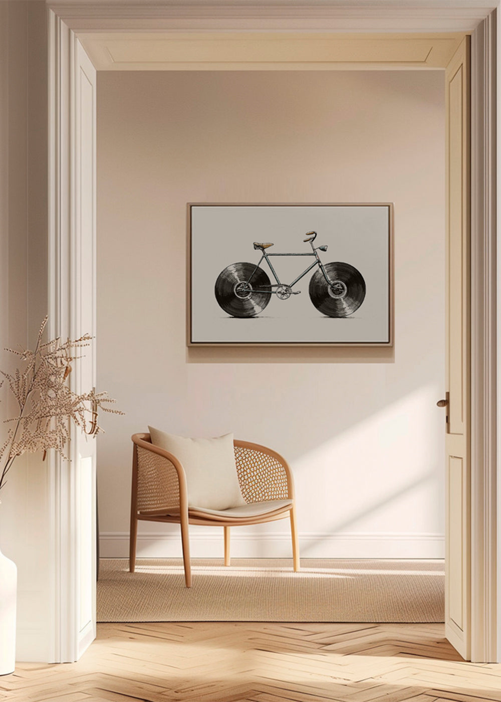 Ilustracja roweru z kołami z winylu
