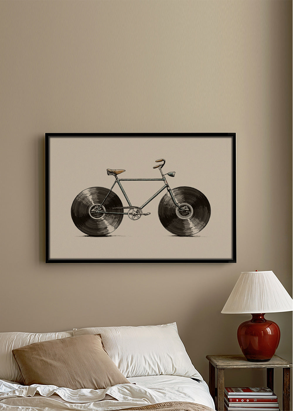 Ilustracja roweru z kołami z winylu