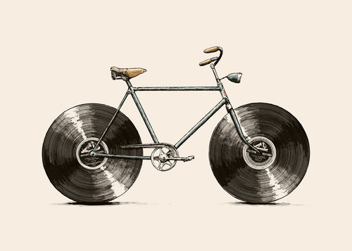 Ilustracja roweru z kołami z winylu