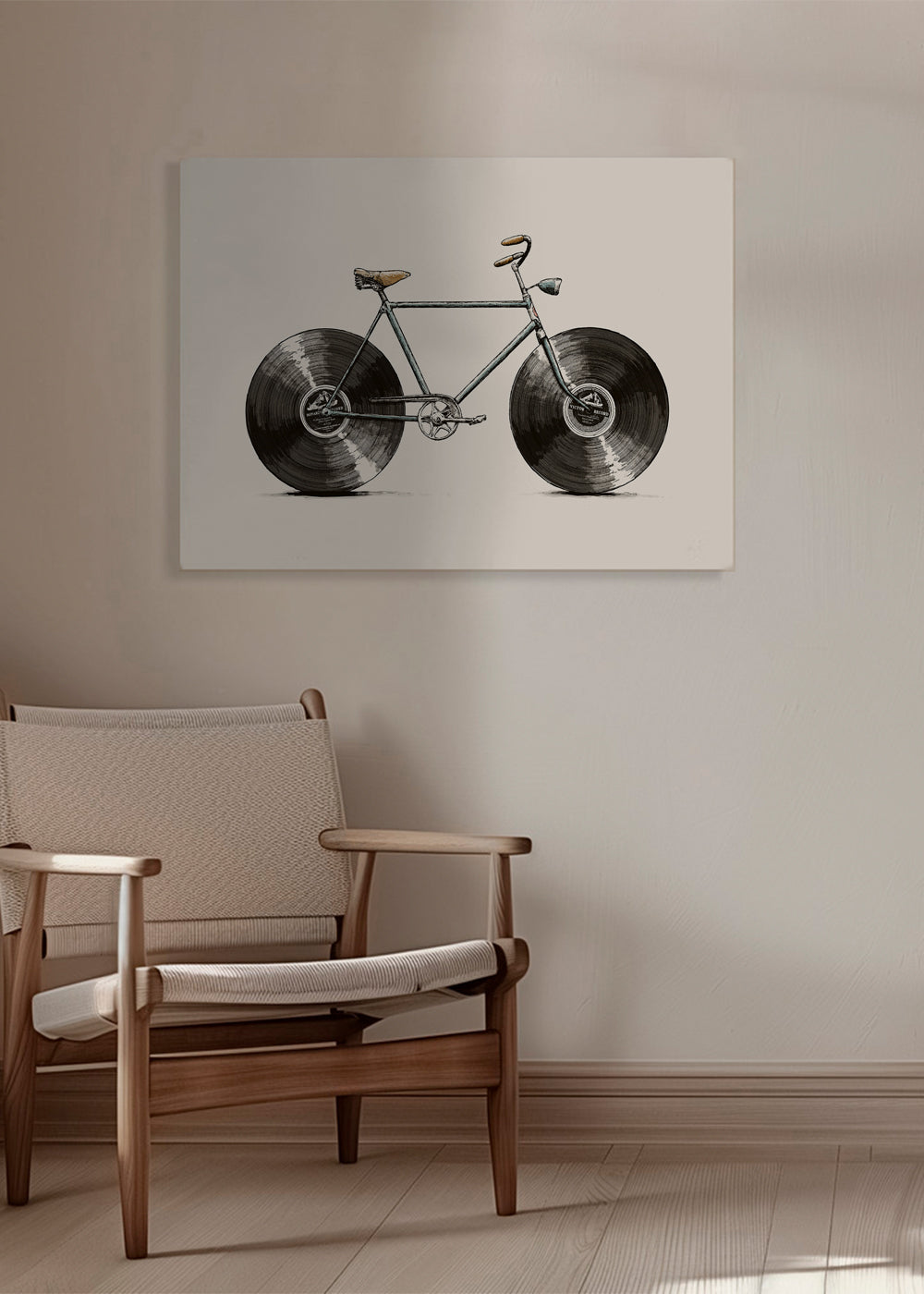Ilustracja roweru z kołami z winylu