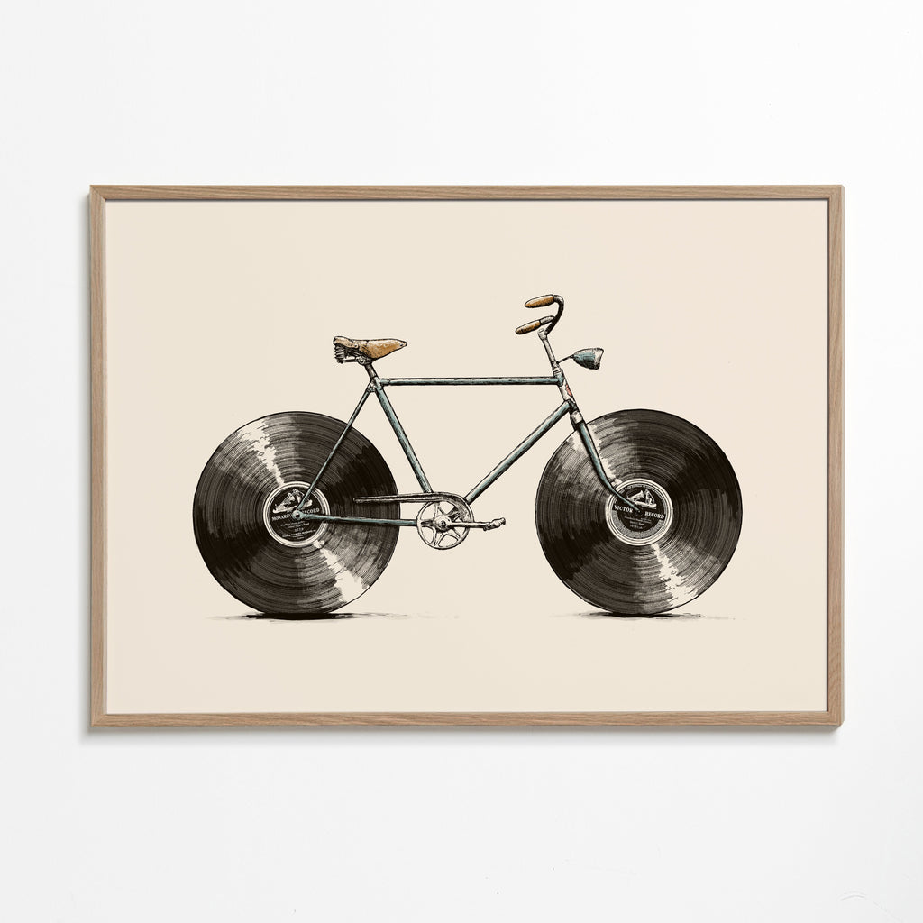 Ilustracja roweru z kołami z winylu