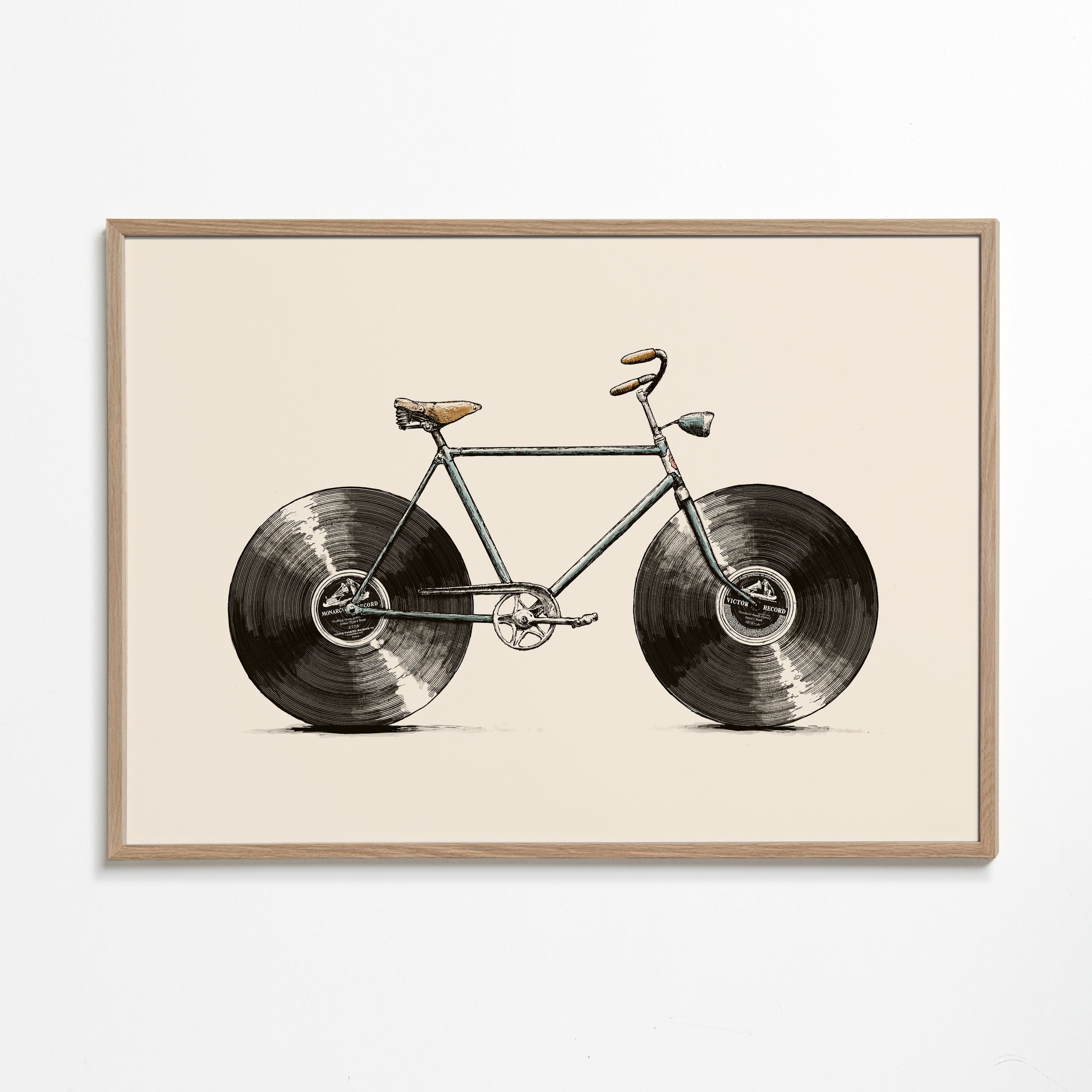 Ilustracja roweru z kołami z winylu