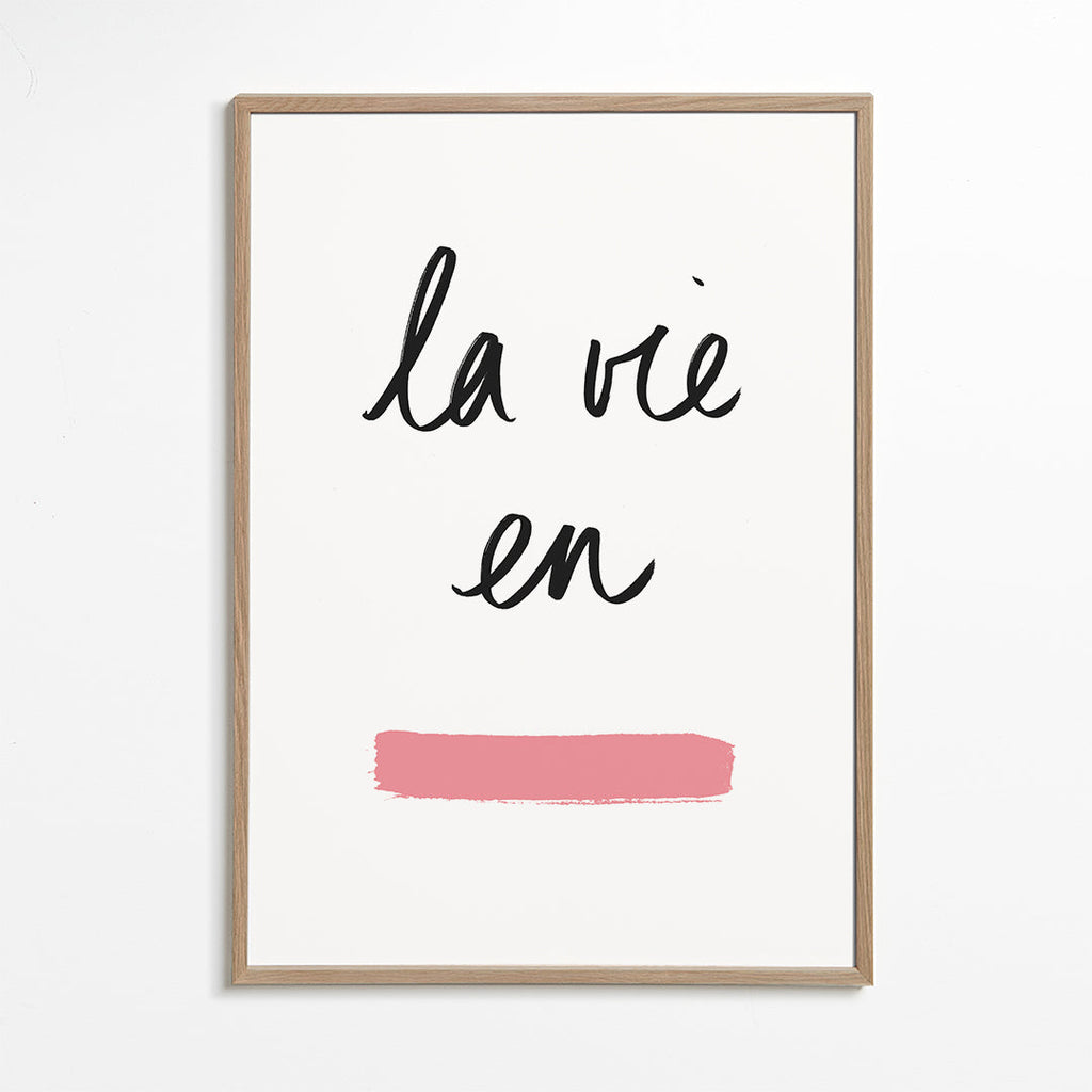 Ilustracja La vie en z różowym pociągnięciem