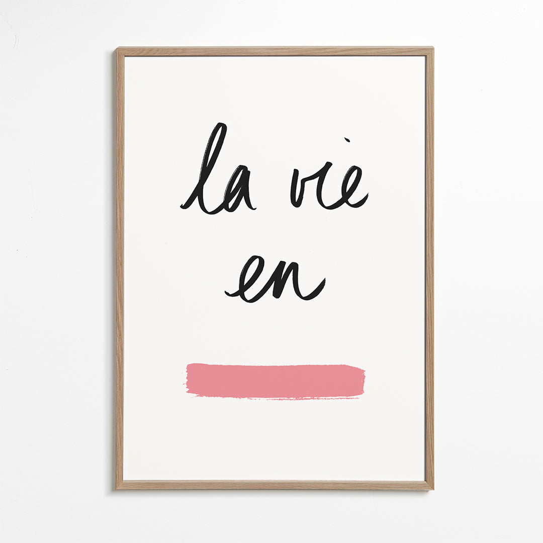 Ilustracja La vie en z różowym pociągnięciem