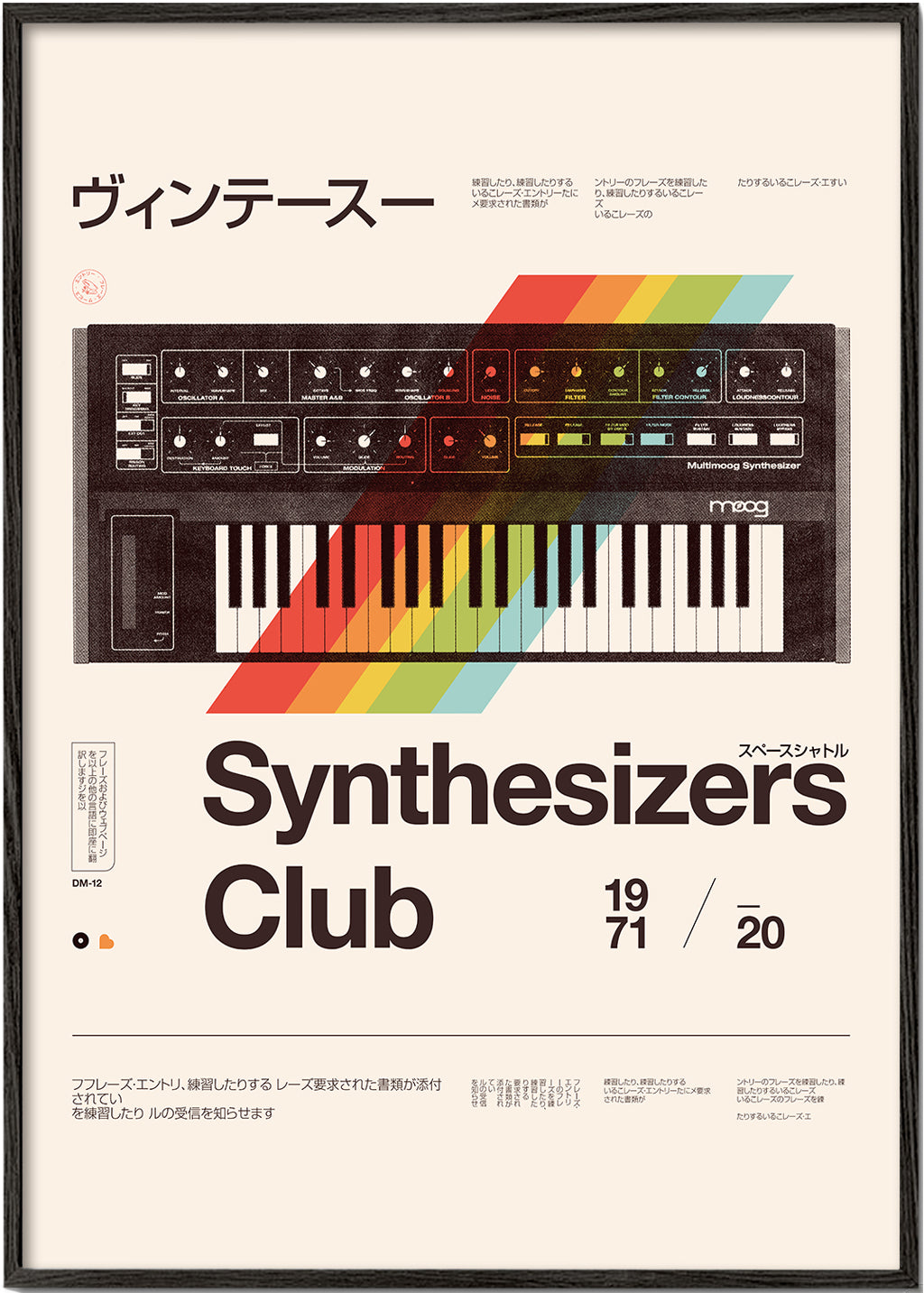 Plakat vintage z syntezatorem analogowym