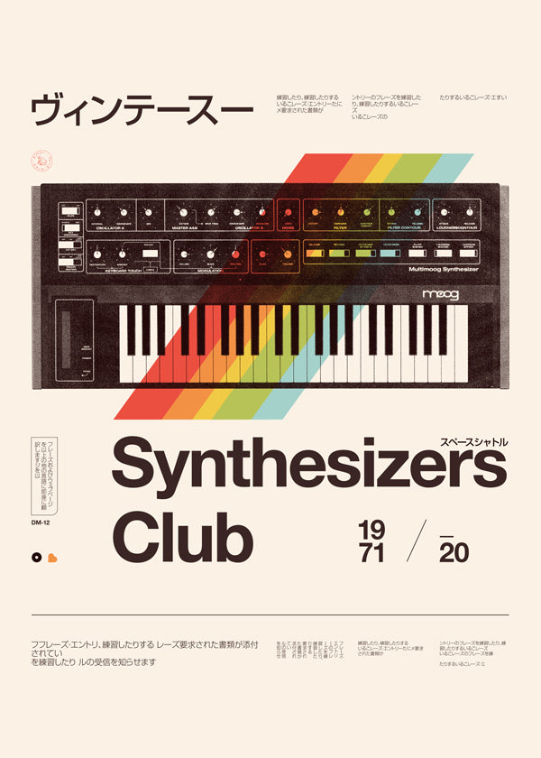 Plakat vintage z syntezatorem analogowym