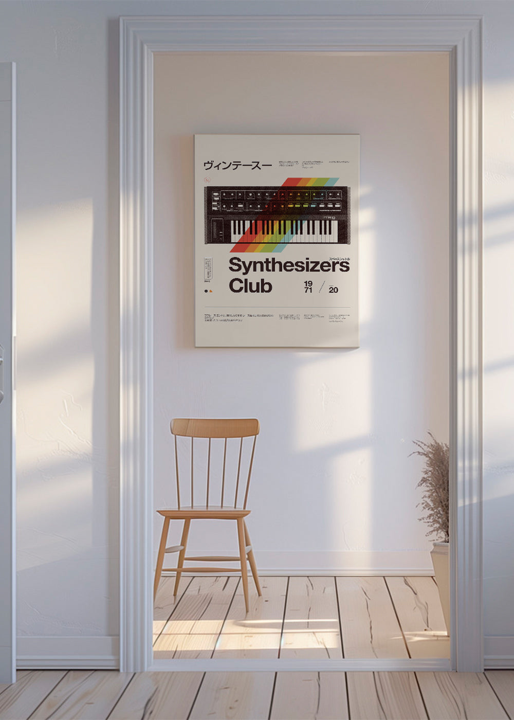 Plakat vintage z syntezatorem analogowym