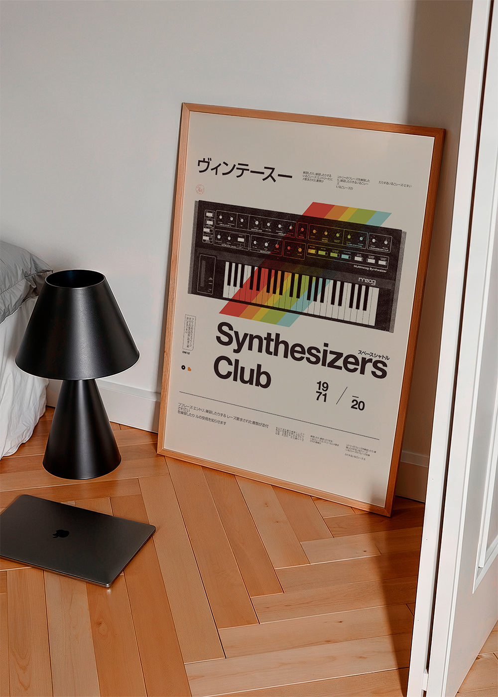 Plakat vintage z syntezatorem analogowym