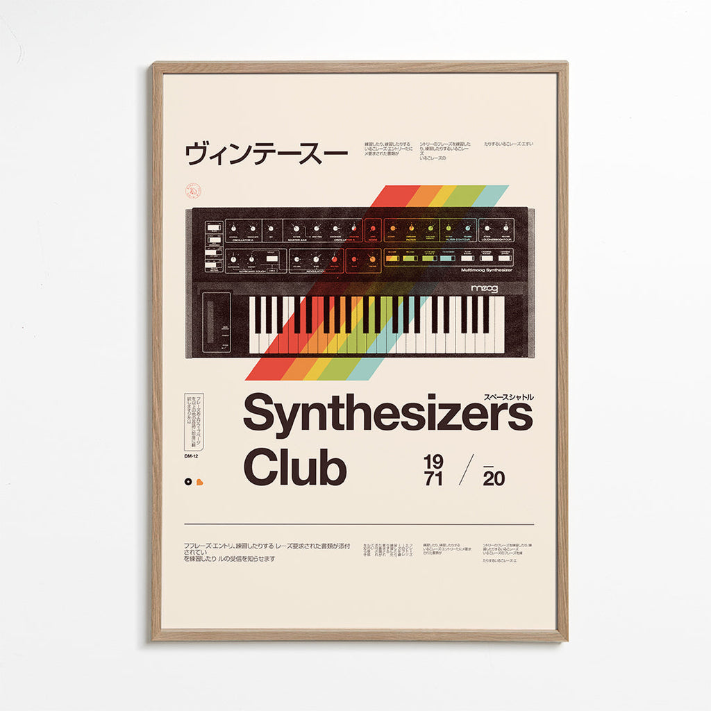 Plakat vintage z syntezatorem analogowym