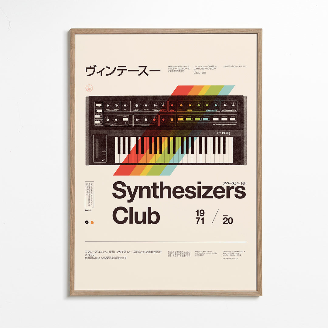 Plakat vintage z syntezatorem analogowym