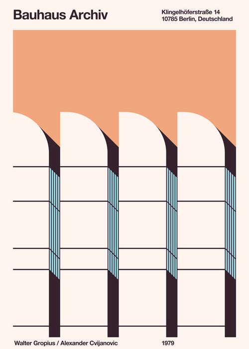 Plakat geometryczny Bauhaus Archiv fasada
