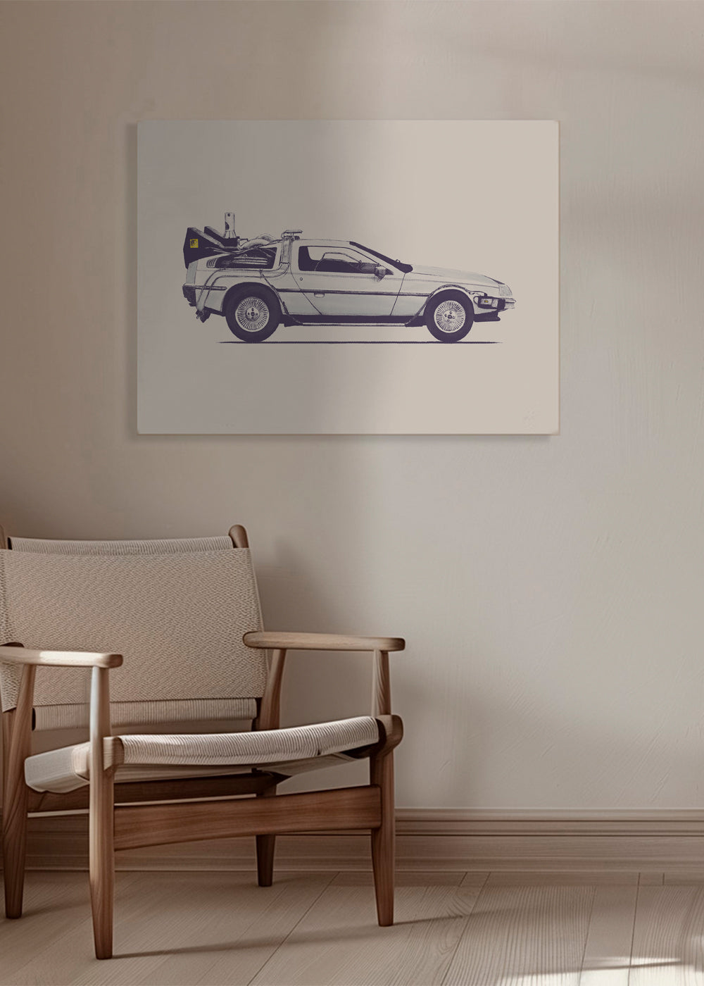 Plakat vintage samochód DeLorean bok