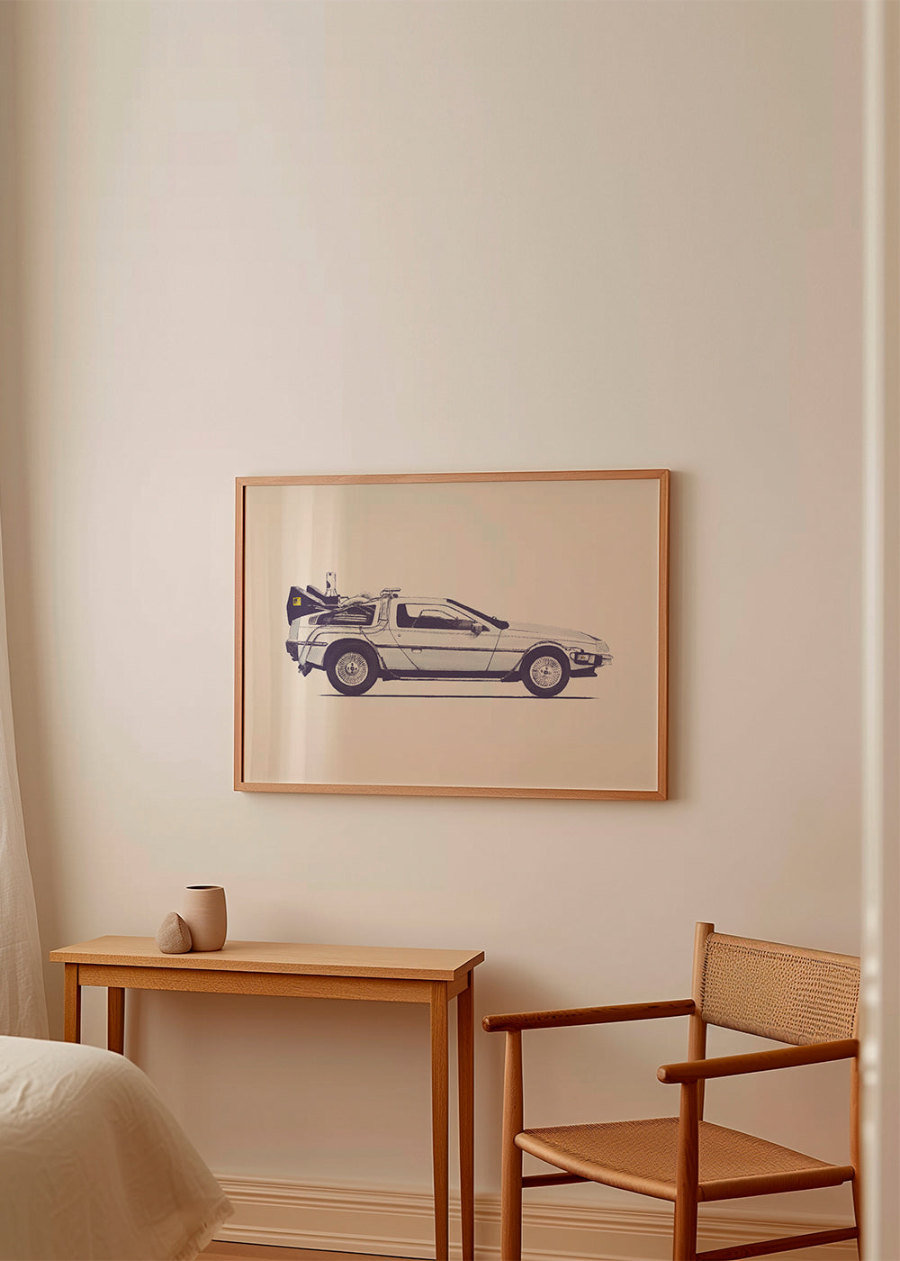 Plakat vintage samochód DeLorean bok