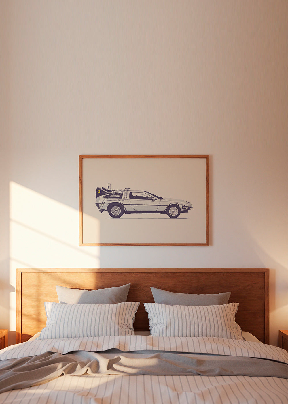 Plakat vintage samochód DeLorean bok