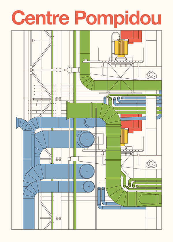 Sztuka miasta Centre Pompidou, diagram architektoniczny
