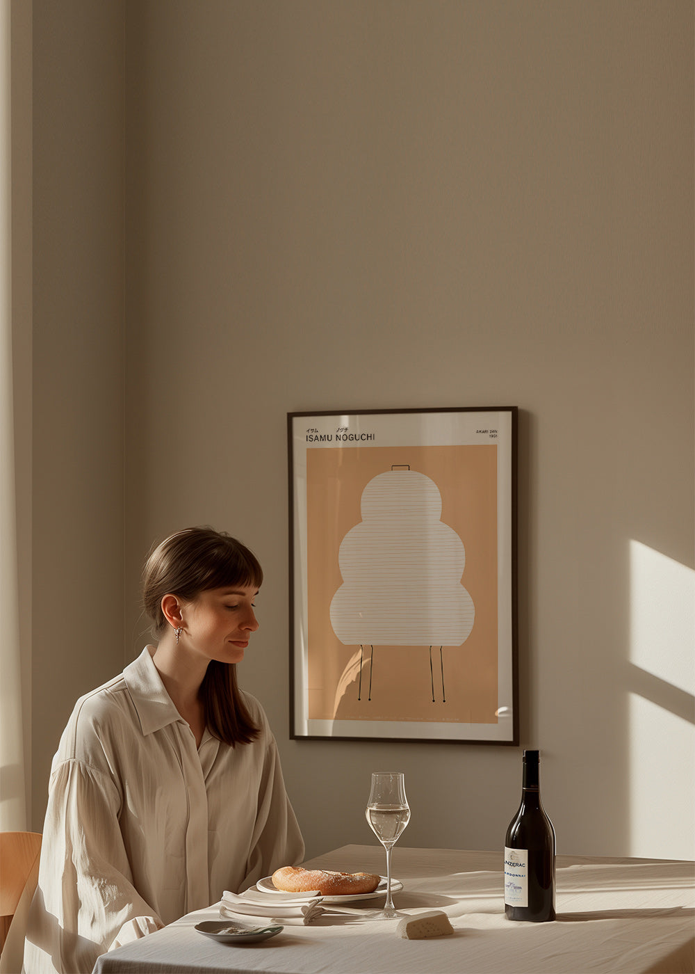 Ilustracja Noguchi Akari w minimalnych liniach