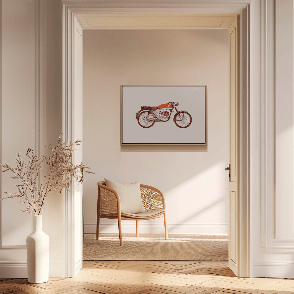 Plakat vintage czerwony motocykl ilustracja