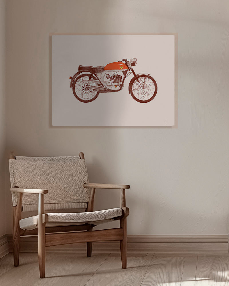 Plakat vintage czerwony motocykl ilustracja