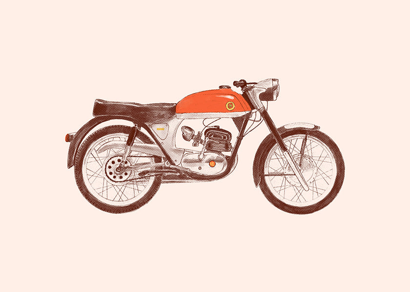 Plakat vintage czerwony motocykl ilustracja