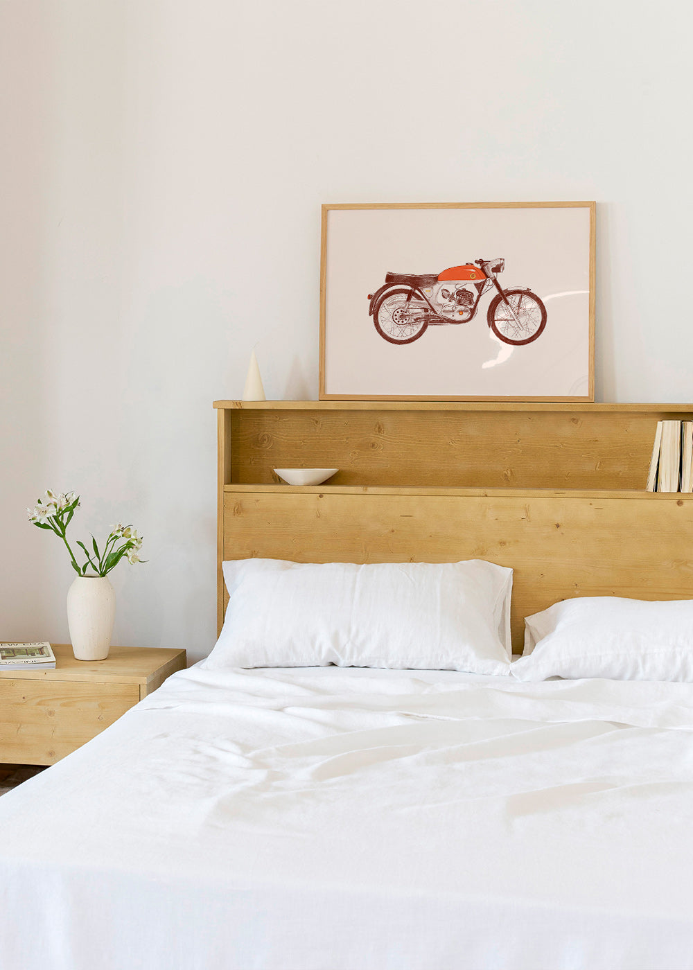 Plakat vintage czerwony motocykl ilustracja
