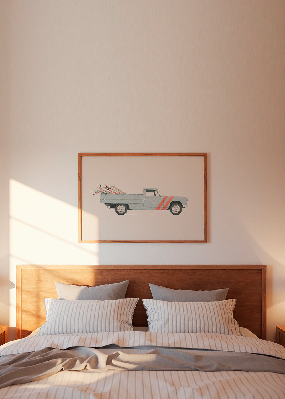 Plakat vintage pickup z deskami surfingowymi
