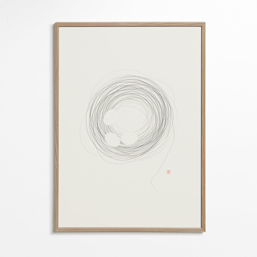 Minimalistyczny plakat gniazdo w line art