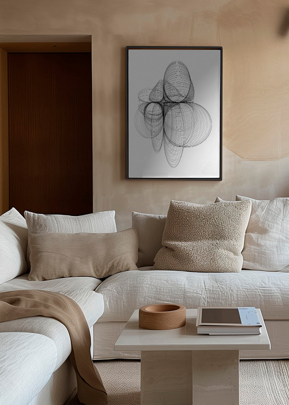 Plakat geometryczny z organicznymi liniami