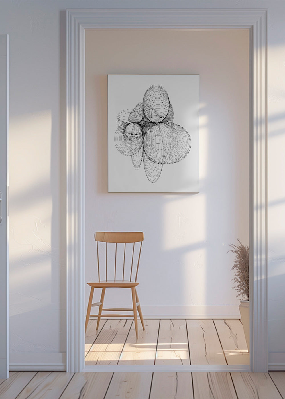 Plakat geometryczny z organicznymi liniami
