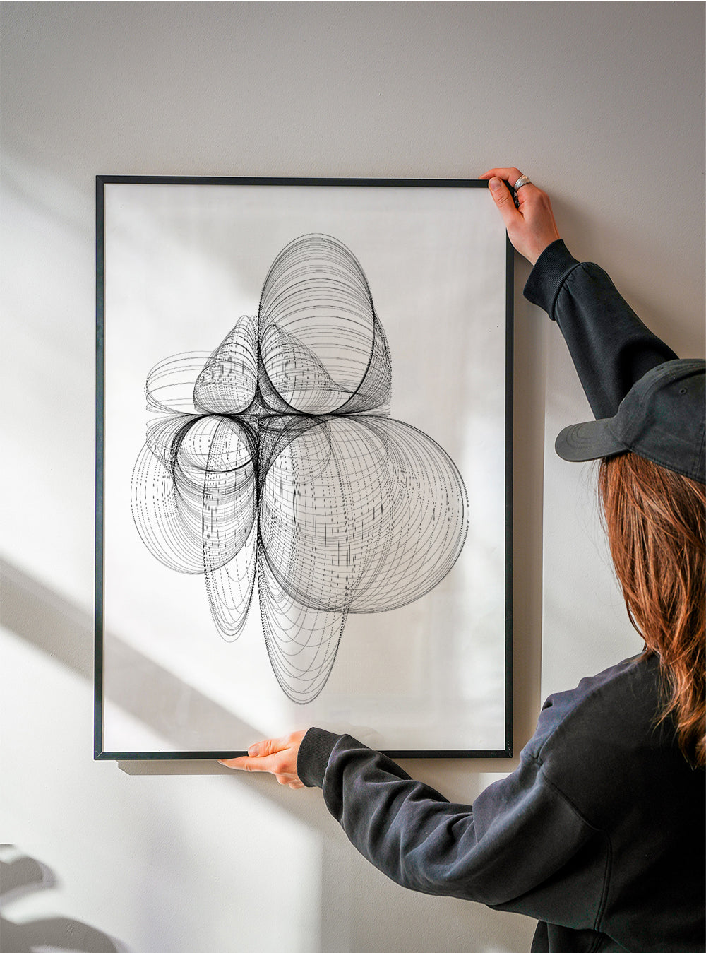 Plakat geometryczny z organicznymi liniami