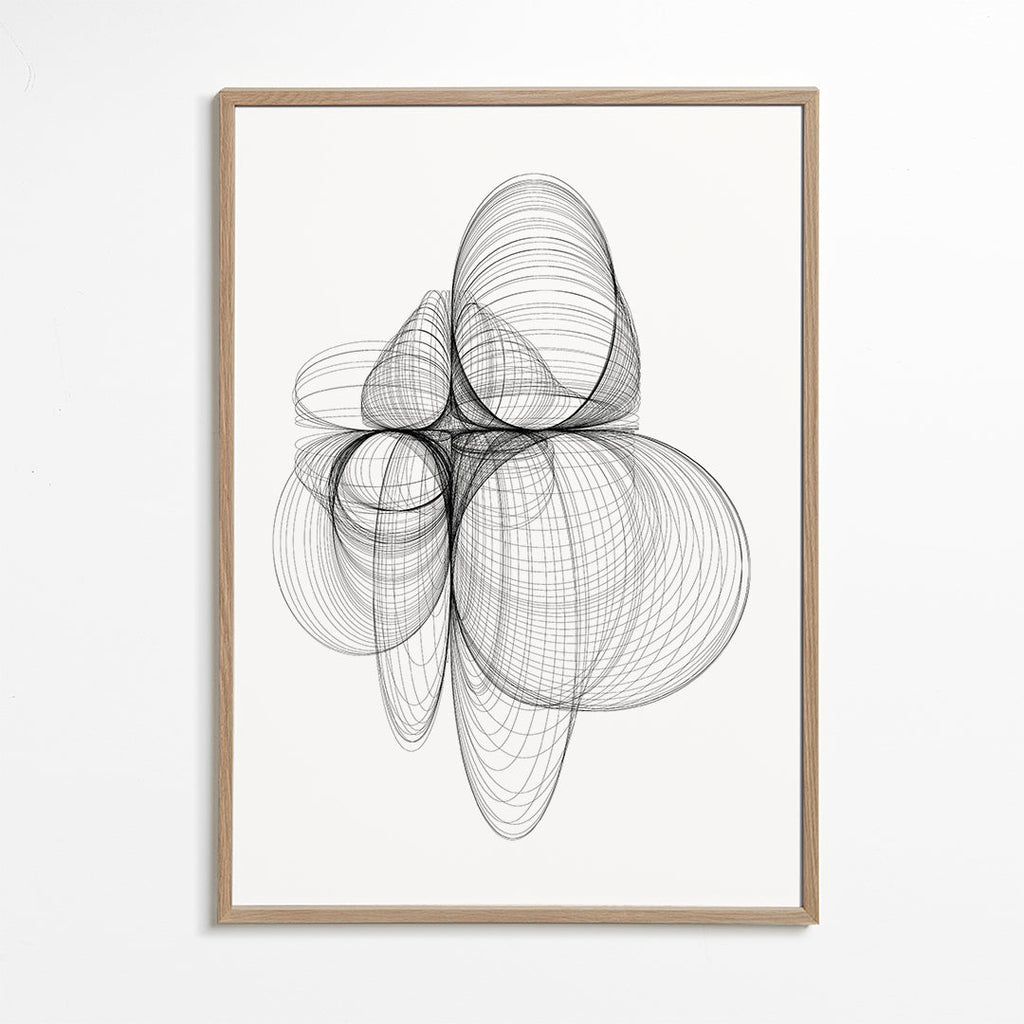 Plakat geometryczny z organicznymi liniami