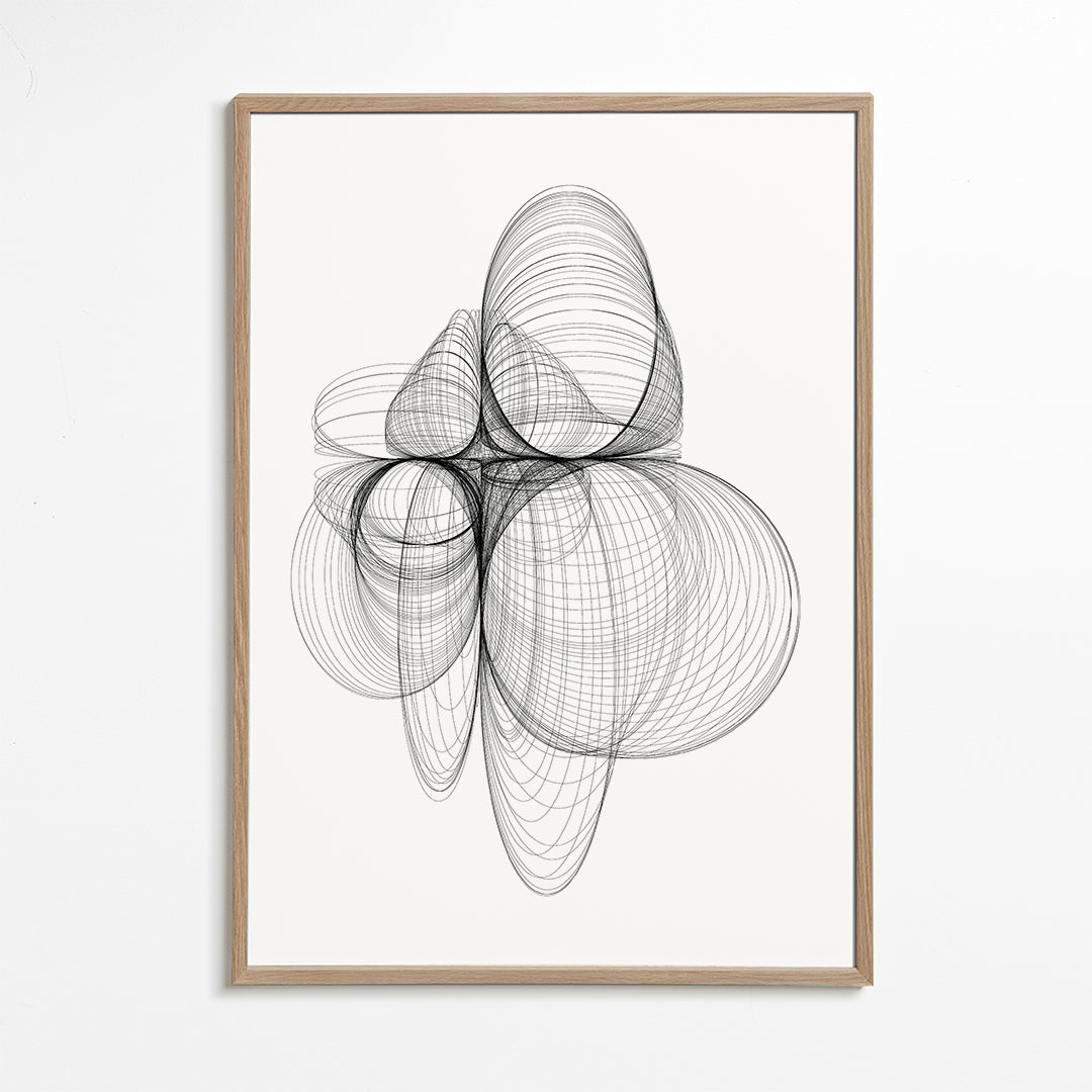 Plakat geometryczny z organicznymi liniami